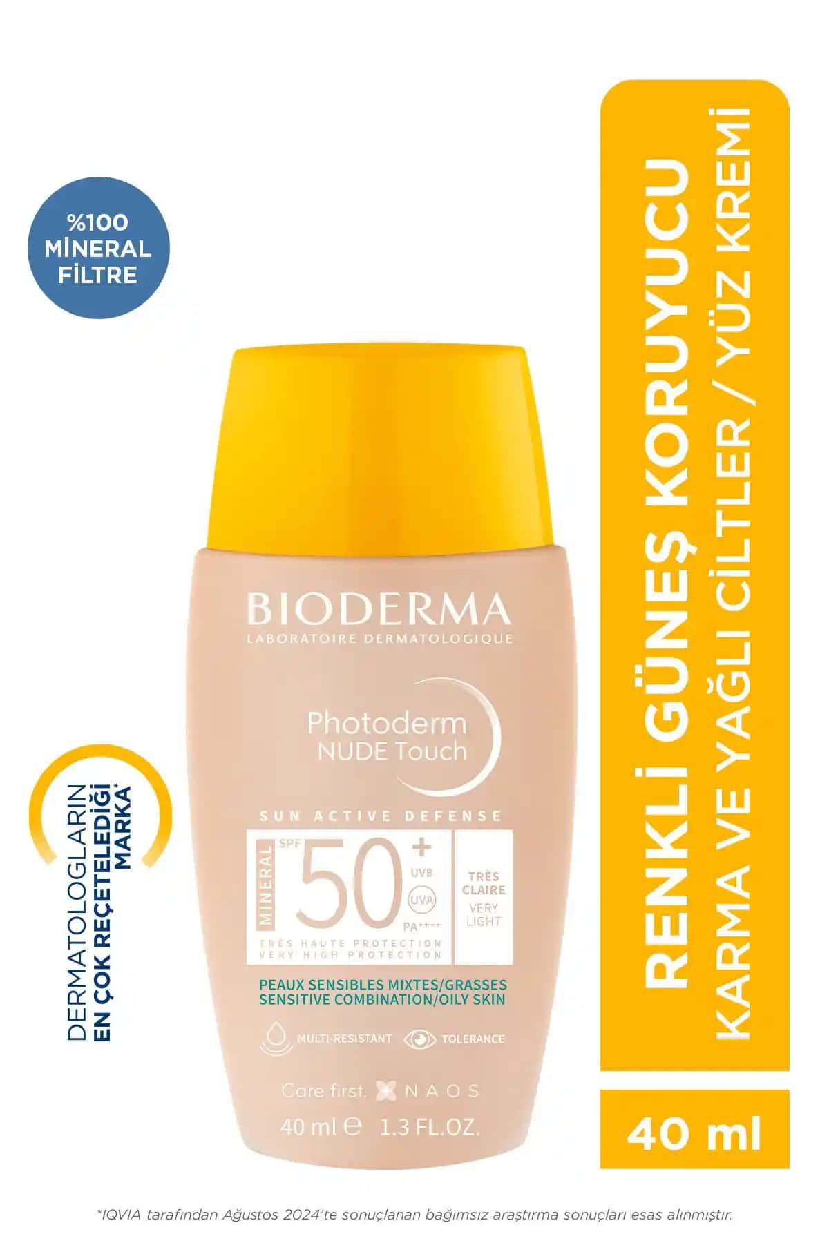 Bioderma Photoderm Nude Touch SPF50+ Çok Hafif ve Renkli Güneş Koruyucu Cilt Tipleri İçin