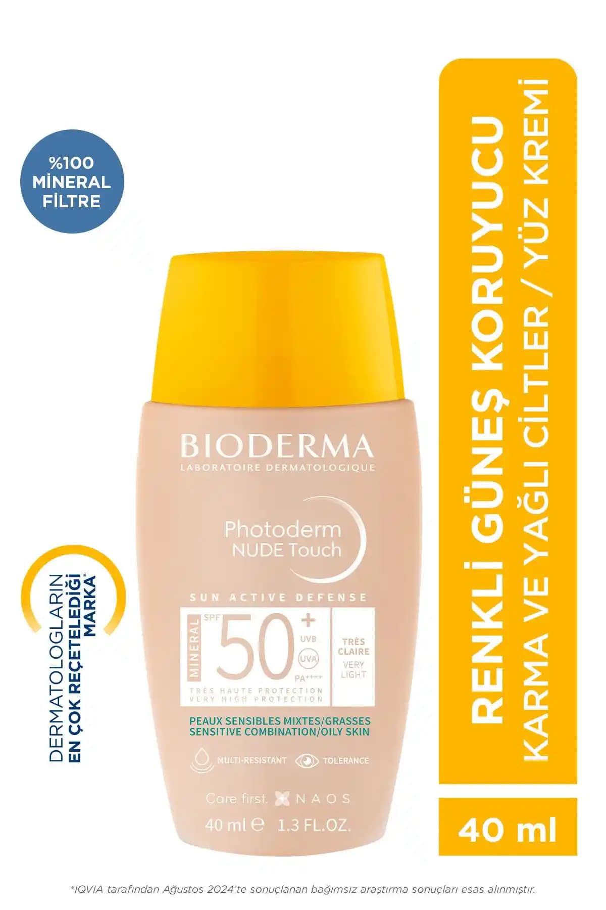 Bioderma Photoderm Nude Touch SPF50+ Çok Hafif ve Renkli Güneş Koruyucu Cilt Tipleri İçin
