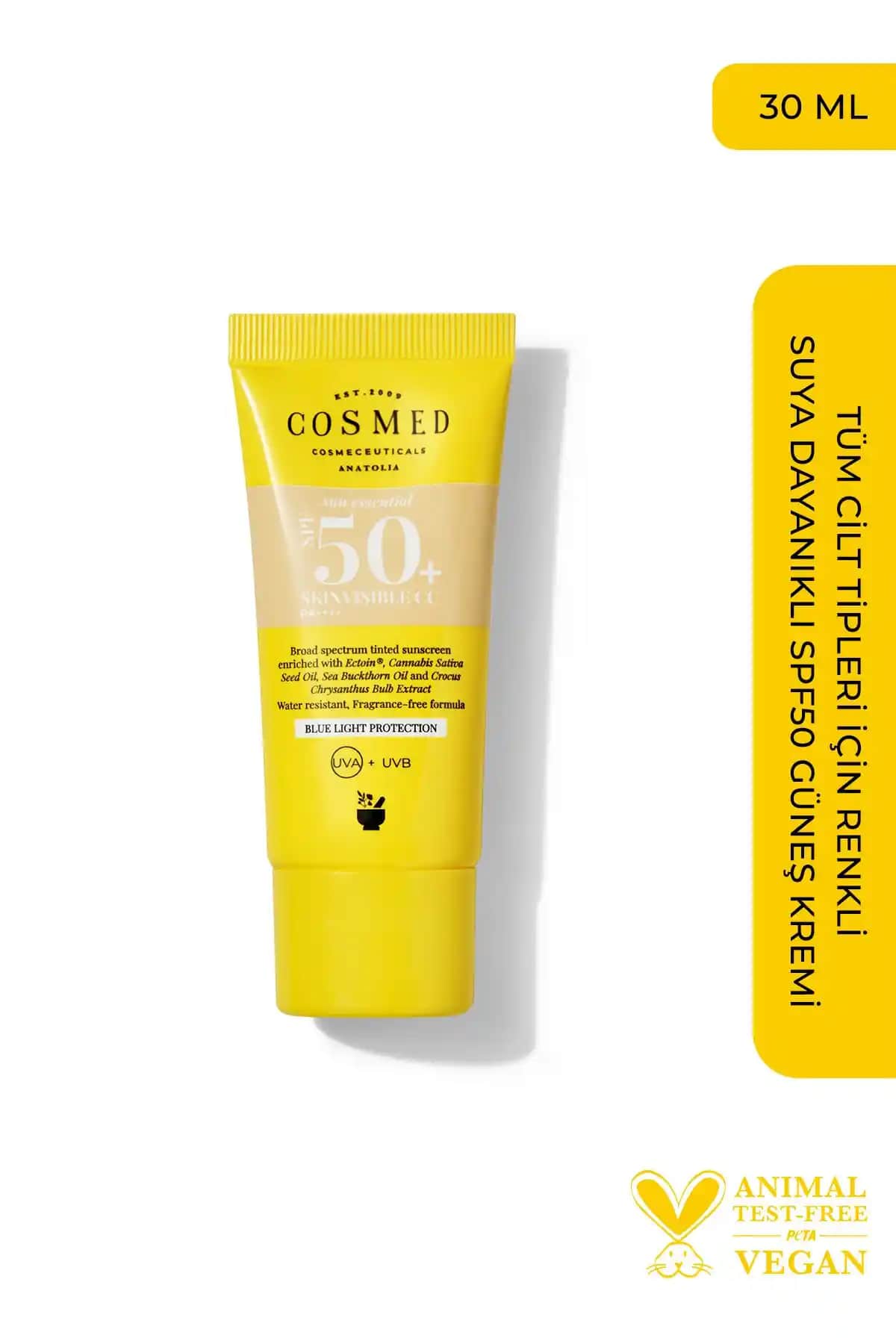 COSMED Sun Essential Skinvisible CC SPF 50+ Güneş Koruyucu ve Makyaj Destekli Krem
