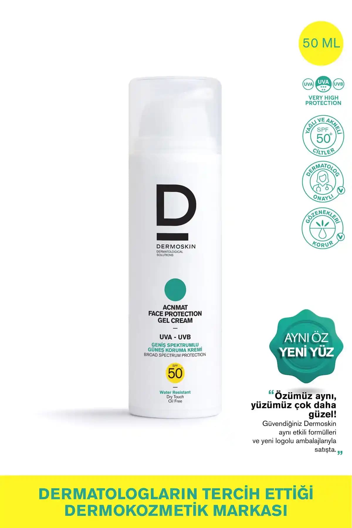 Dermoskin AcnMat SPF 50+ Güneş Koruyucu Jel Krem Akne ve Sivilceye Yatkın Ciltler İçin