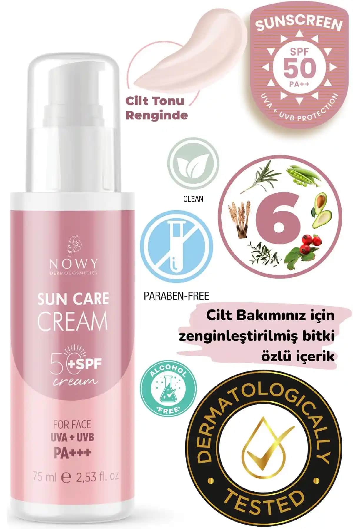 Nowy SPF+50 Uvb-Uva Pink Touch Güneş Koruyucu Kremi Leke Karşıtı ve Doğal İçerikli