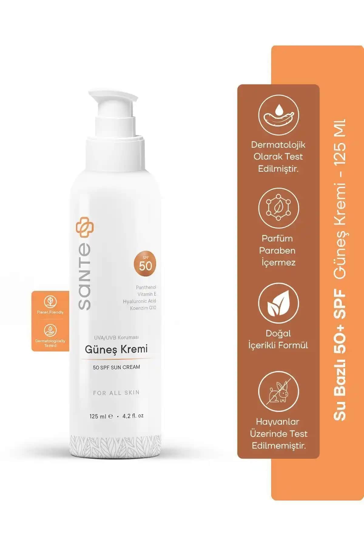 SantePlus Yüksek Koruma ve Leke Karşıtı Su Bazlı Güneş Kremi 125 ml