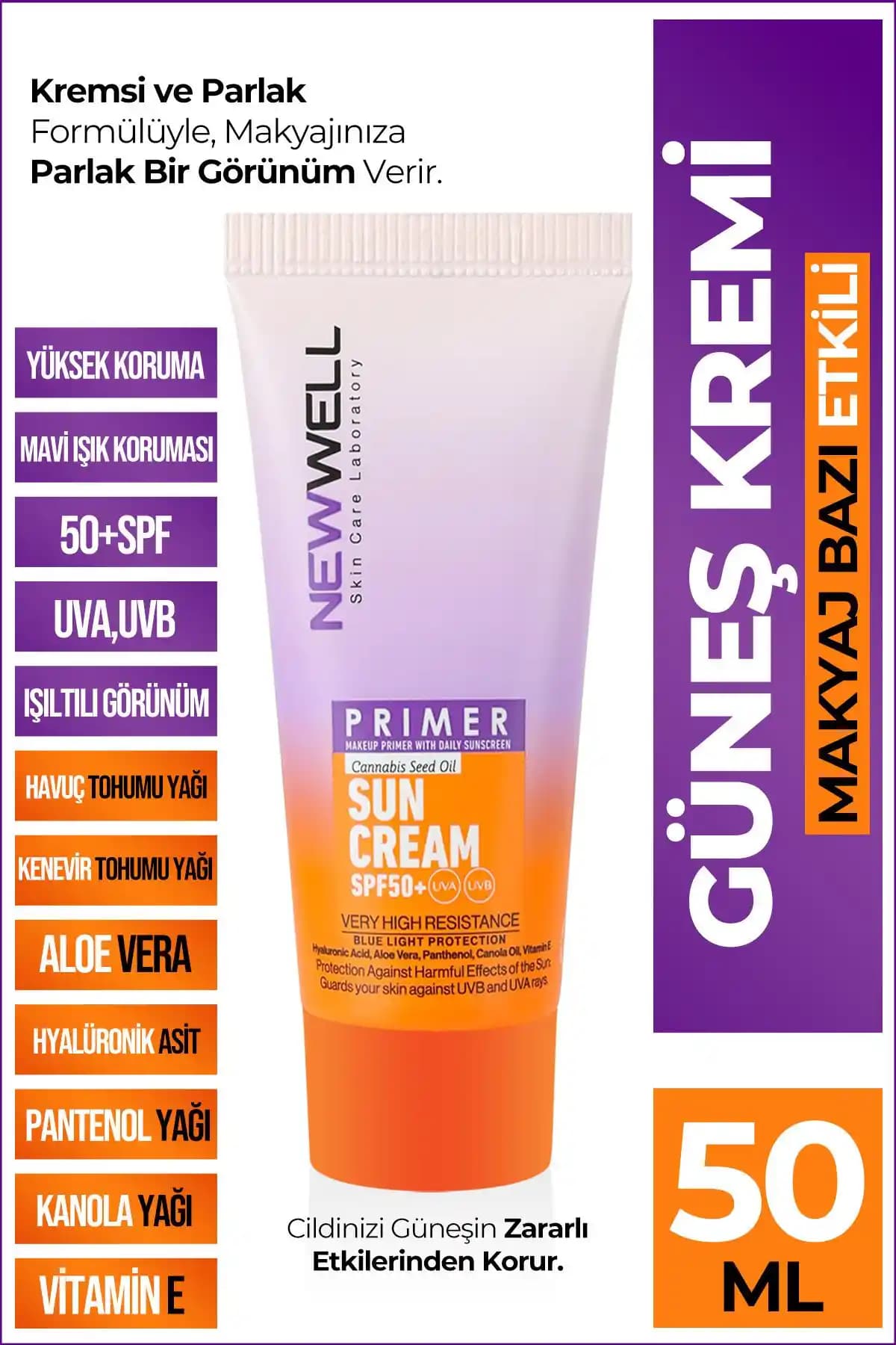 Well Makyaj Bazı Güneş Kremi 50 SPF+ ile Günlük Cilt Koruma ve Parlaklık Sağlama