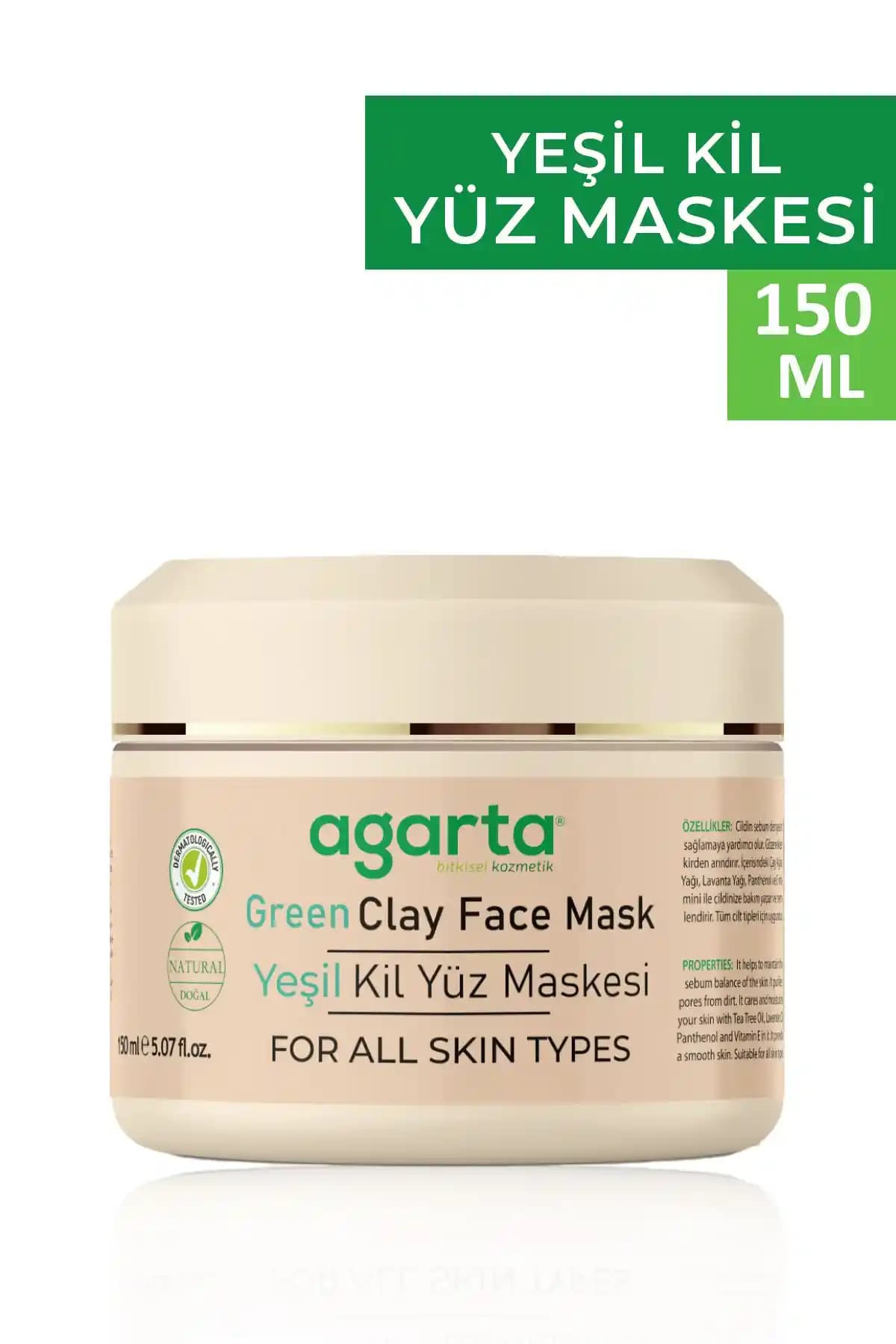 Agarta Doğal Yeşil Kil Maskesi: Yağlı ve Karma Ciltler İçin Temizlik ve Gözenek Sıkılaştırıcı