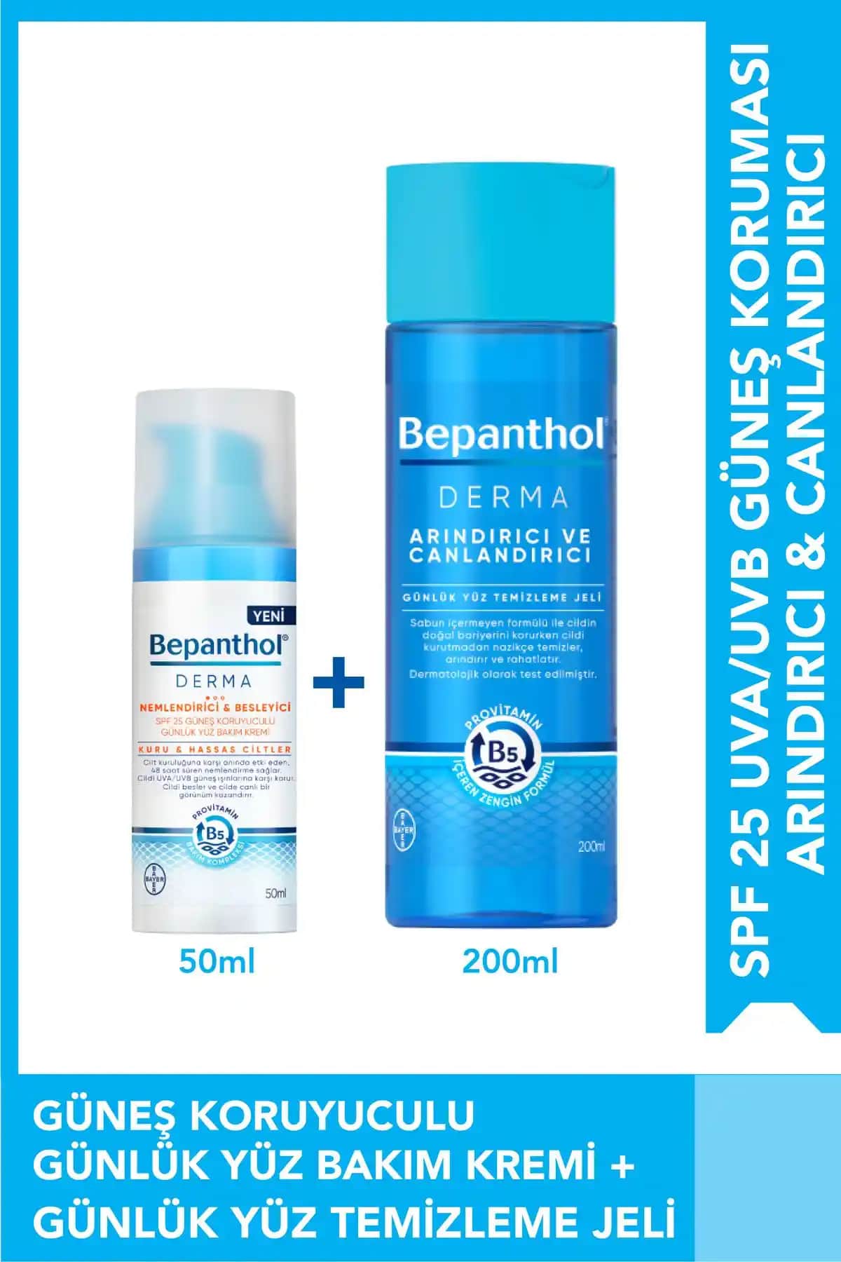 Bepanthol Günlük Yüz Bakım Seti: SPF 25 Nemlendirici ve Temizleme Jeli İle Sağlıklı Cilt