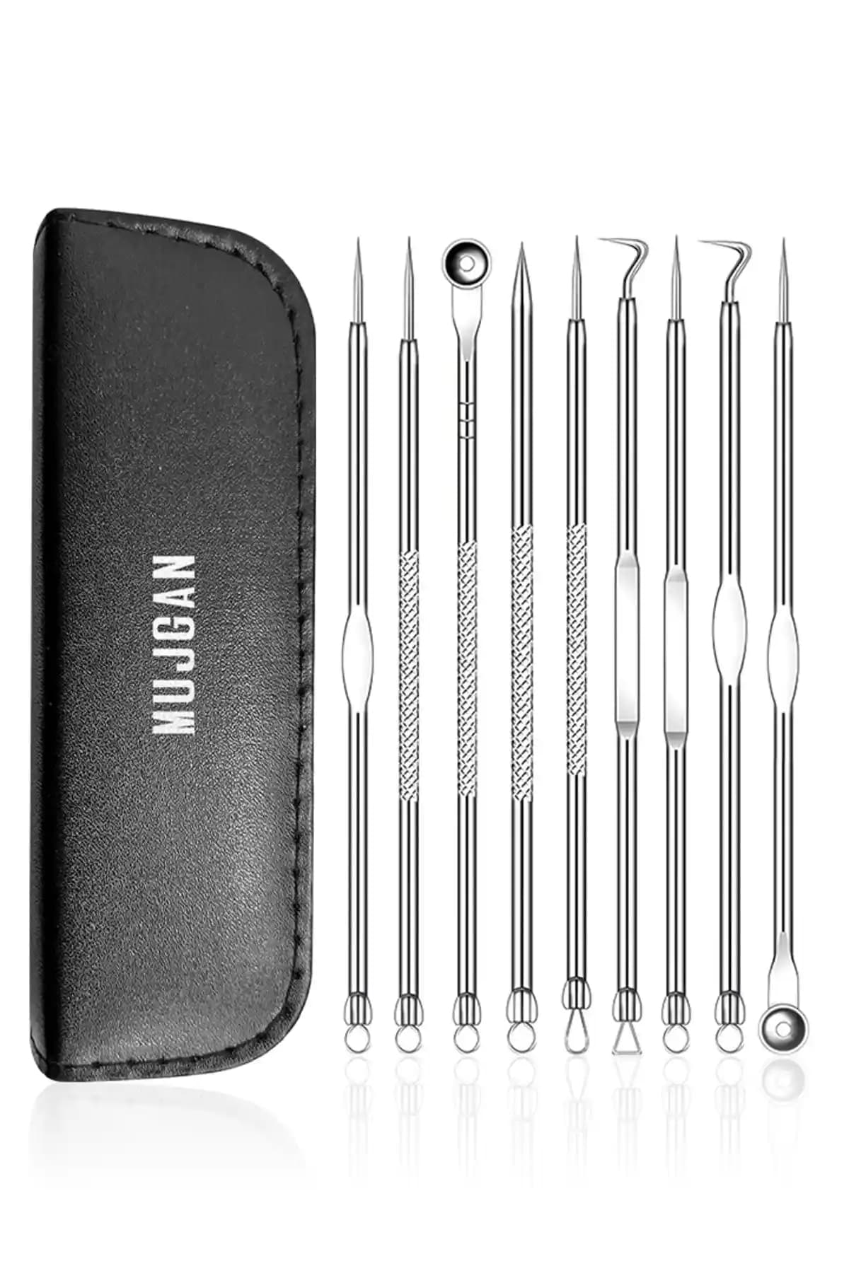 MUJGAN Deri Çantalı 9'lu Akne ve Siyah Nokta Temizleyici Seti Profesyonel Cilt Bakımı