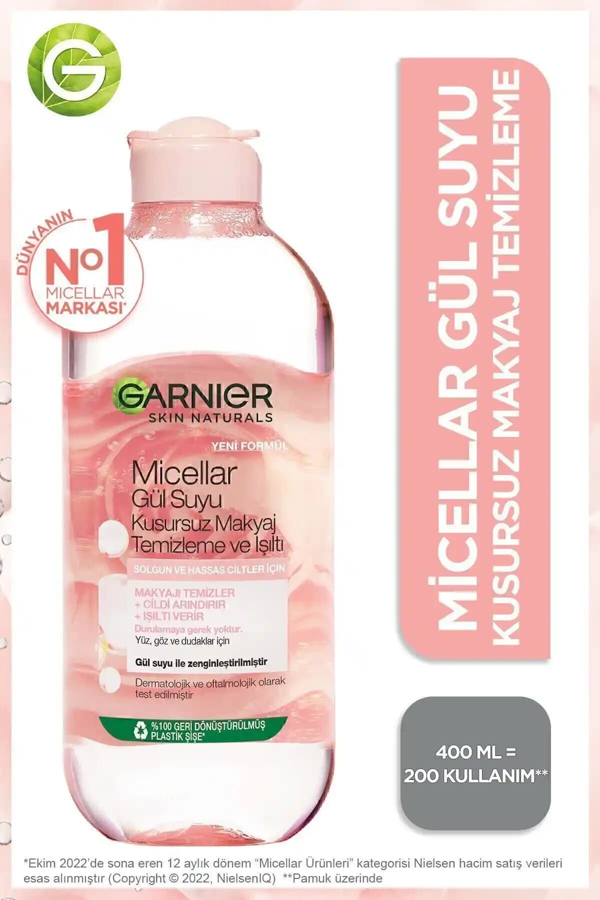 Garnier Micellar Gül Suyu 400 ml - Tüm Cilt Tipleri İçin Nazik ve Ferahlatıcı Temizlik