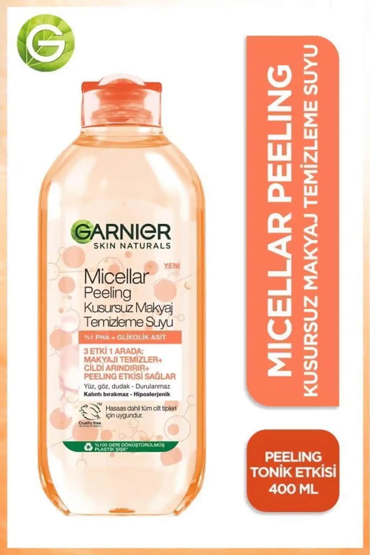 Garnier Micellar Peeling Kusursuz Makyaj Temizleme Suyu Cilt Yenileme ve Pratik Kullanım