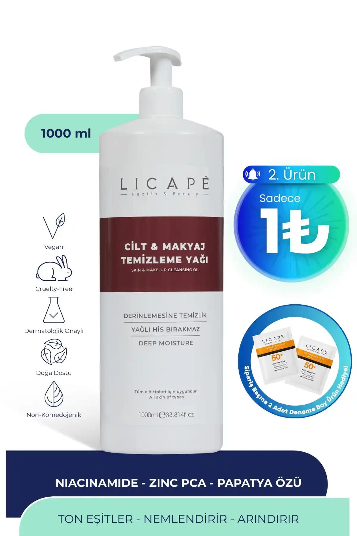 Licape İki Aşamalı Cilt ve Makyaj Temizleme Yağı Doğa Dostu ve Etkili Temizlik Çözümü