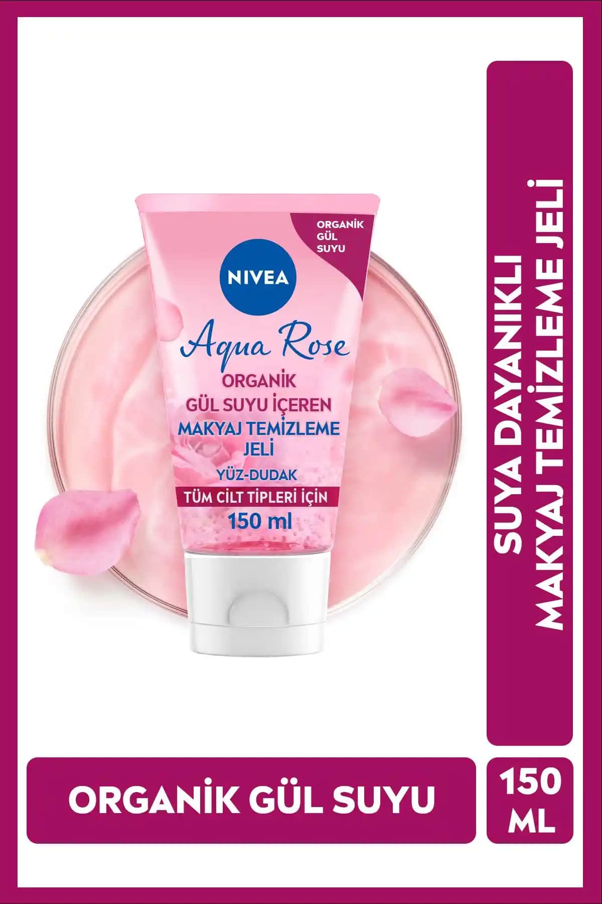 NIVEA Aqua Rose Organik Gül Suyu Makyaj Temizleme Jeli Doğal ve Etkili Cilt Temizliği