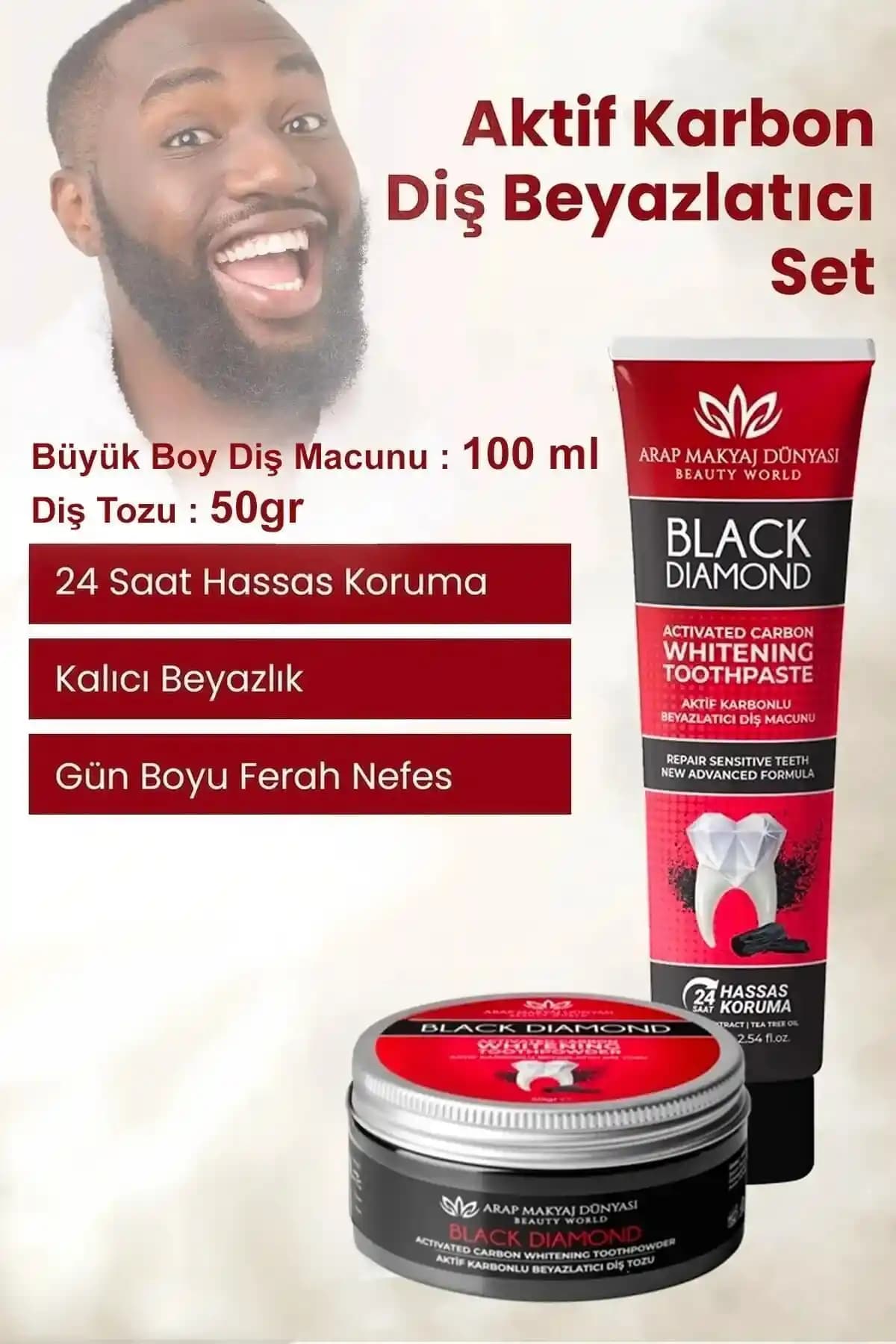 Arap Makyaj Dünyası Aktif Karbon Diş Beyazlatma Seti ile Parlak ve Sağlıklı Gülüşler