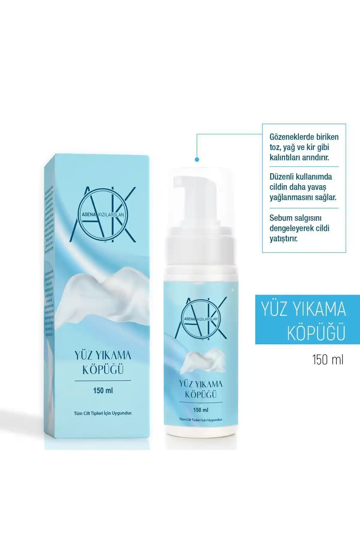 Asena Kızılarslan Tüm Ciltler İçin Yüz ve Makyaj Temizleme Köpüğü 150 ml