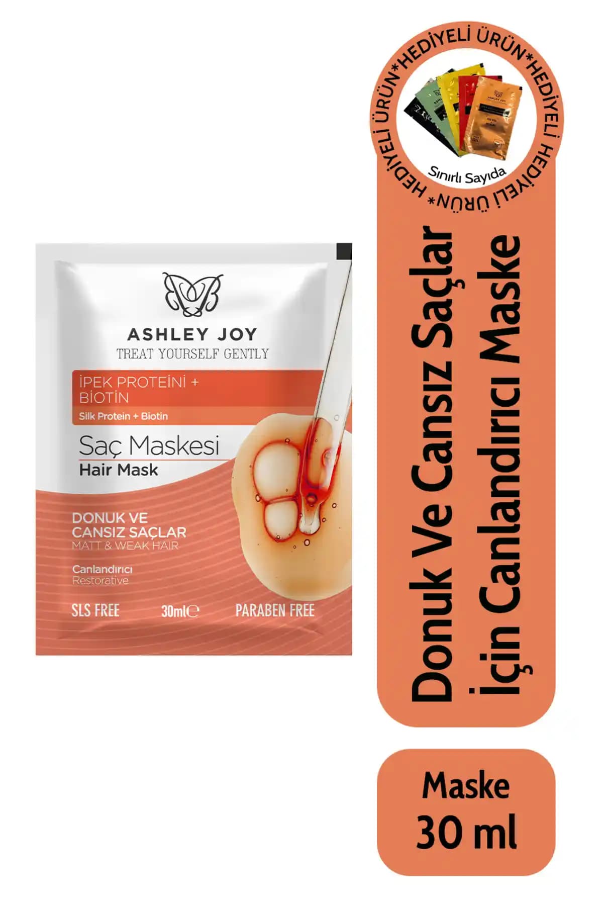 Ashley Joy Ipek Proteini İçeren Canlandırıcı Saç Maskesi Kuru ve Yıpranmış Saçlar İçin Güçlendirici Bakım