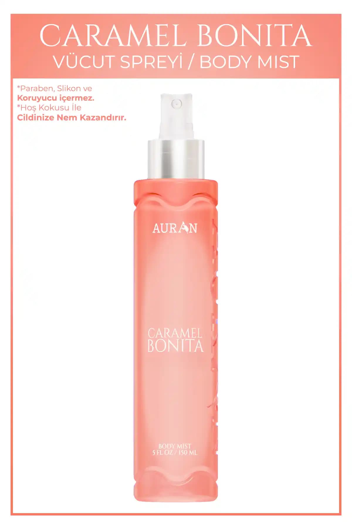 AURAN Caramel Bonita Kadın Vücut Spreyi: Tatlı ve Ferah Kokusu ile Günlük Kullanım İçin Uygun