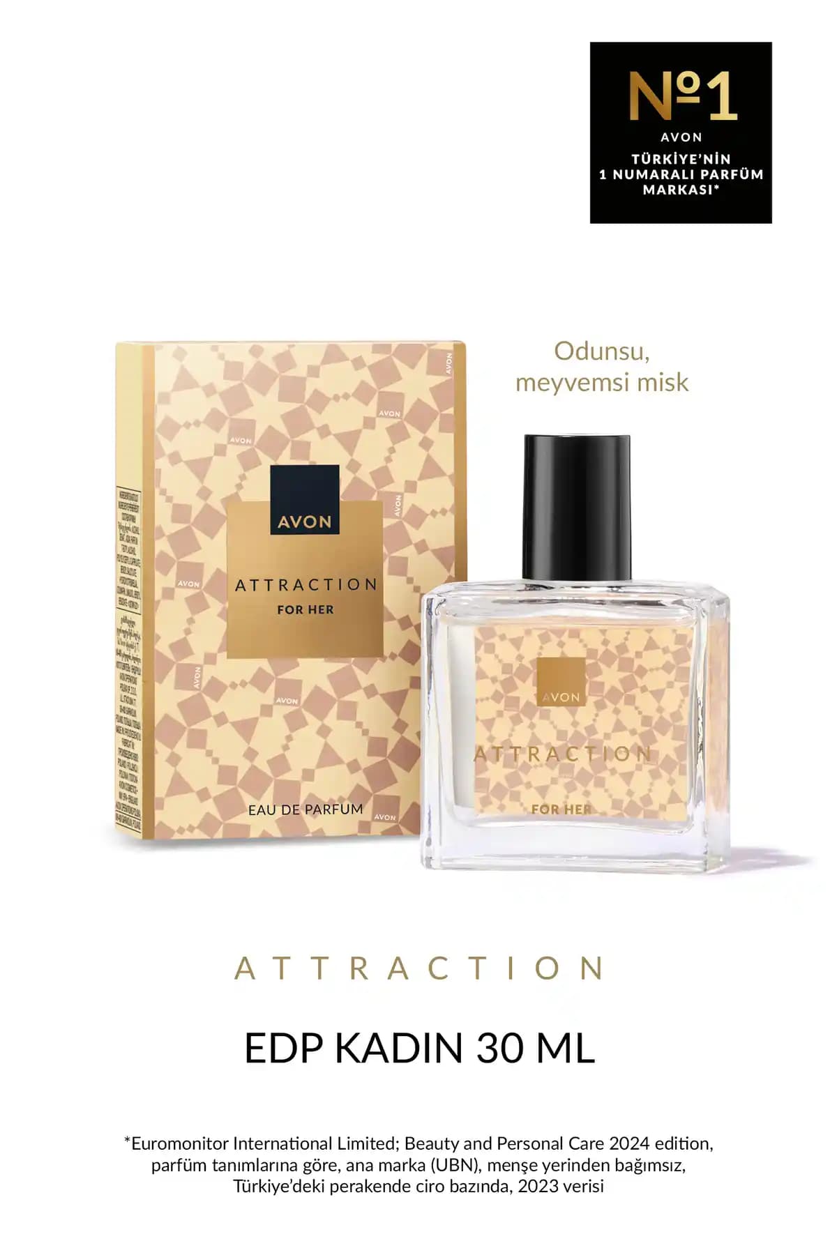 Avon Attraction Kadın Parfümü 30ml Odunsu ve Kalıcı Koku, Günlük Kullanım İçin Ideal