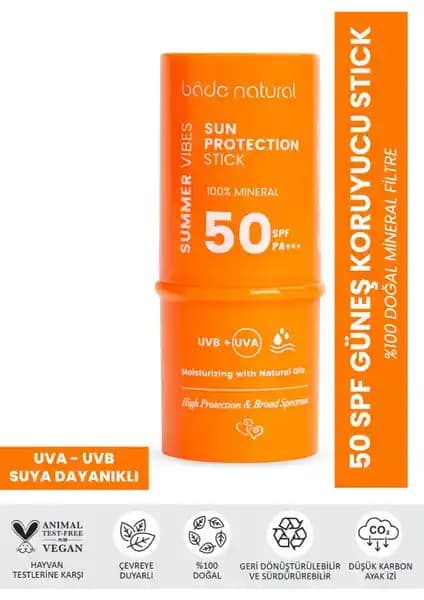 Bade Natural Güneş Koruyucu Stick Karşılaştırması 50 SPF ve 30 SPF Ürünleri