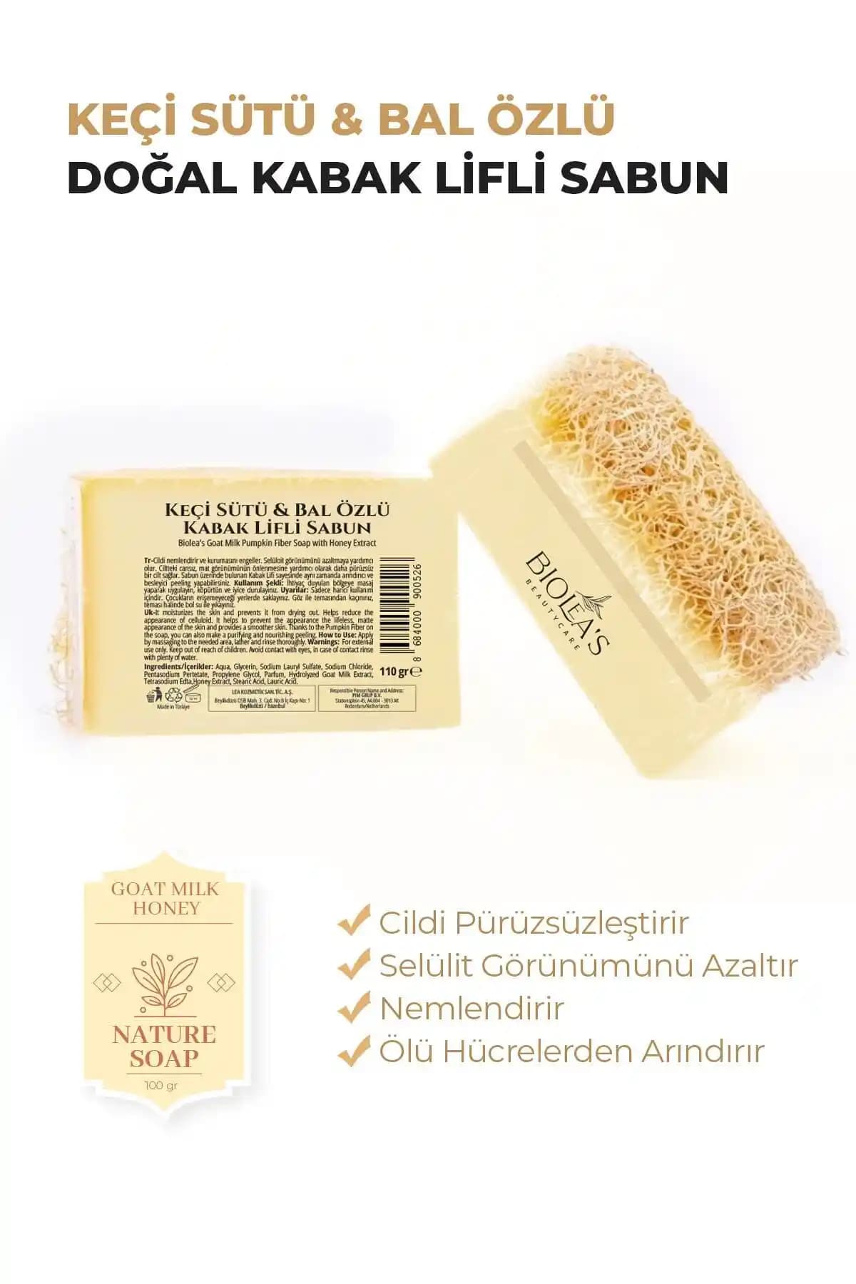 Biolea'nın Doğal Kabak Lifli Keçi Sütü ve Bal Özlü Postbiyotik Sabunu İncelemesi