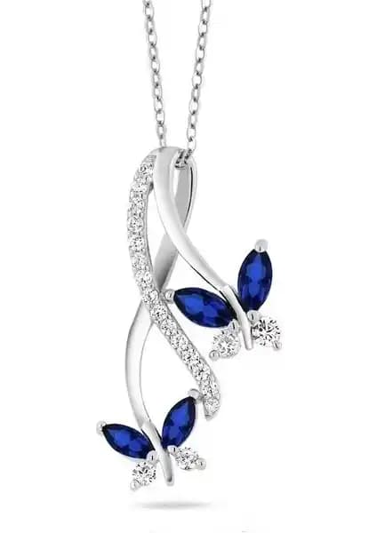 Brezza Lusso Kadın Gümüş Safir Taşlı Kelebek Sonsuzluk Kolye Özellikleri ve Tasarımı