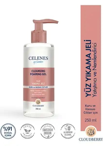 Celenes By Sweden Cloudberry Yüz Yıkama Jeli Kuru ve Hassas Ciltler İçin Doğal Temizlik Ürünü