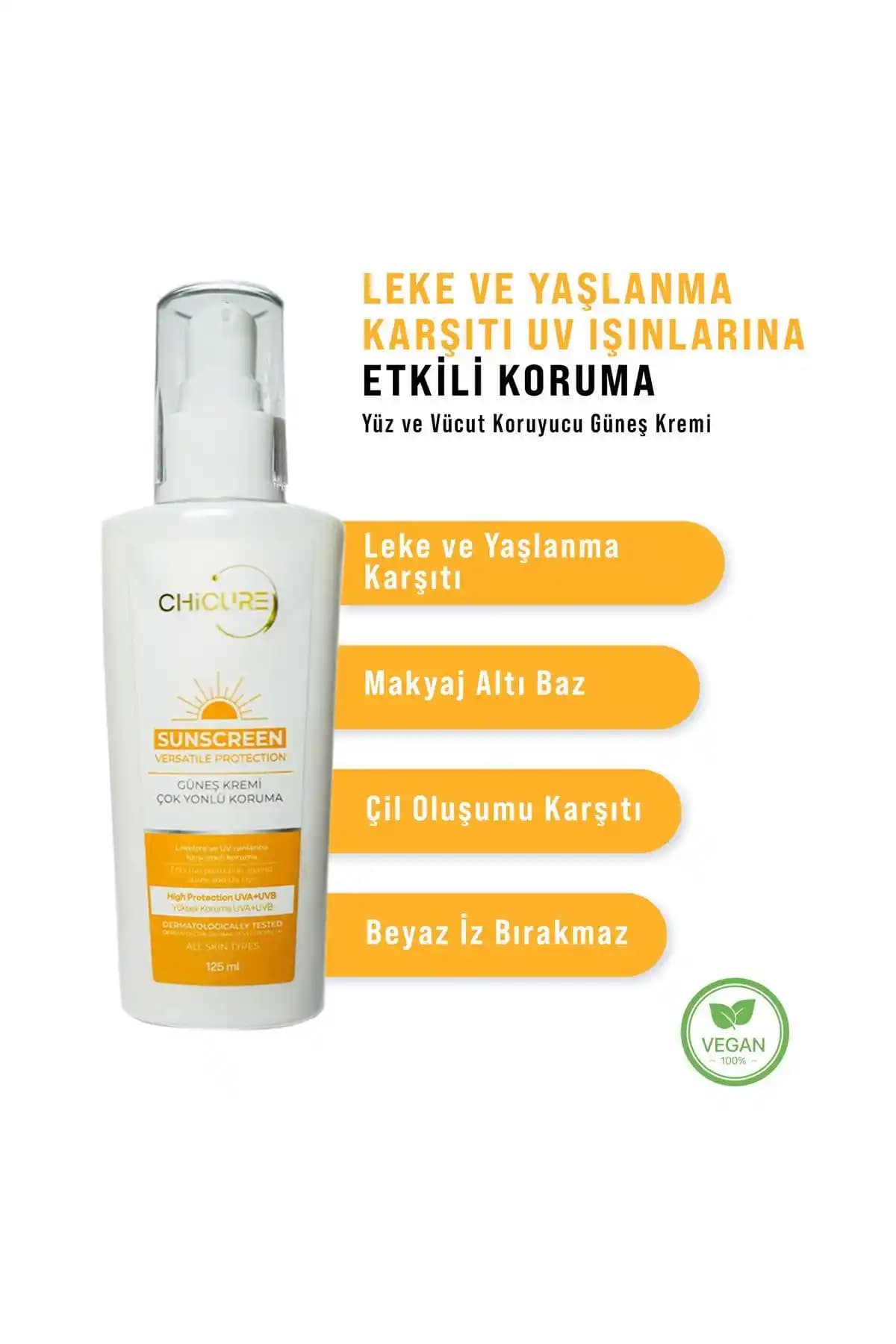 Chicure Leke ve Yaşlanma Karşıtı SPF 50 Güneş Kremi Cilt Koruma ve Güzellik İçin Uygun