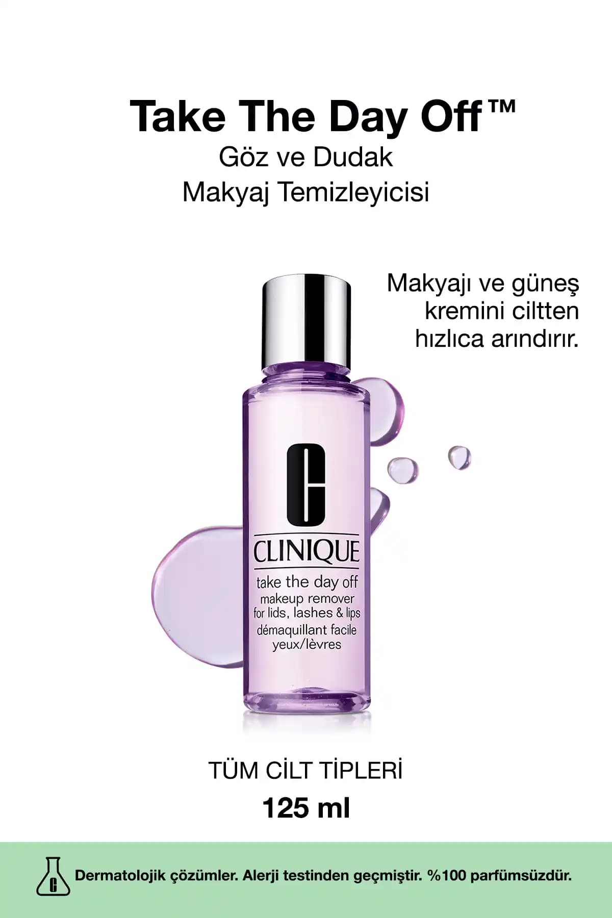 Clinique Take The Day Off Göz ve Dudak Makyaj Temizleyicisi Paraben İçermeyen Hassas Ciltler İçin