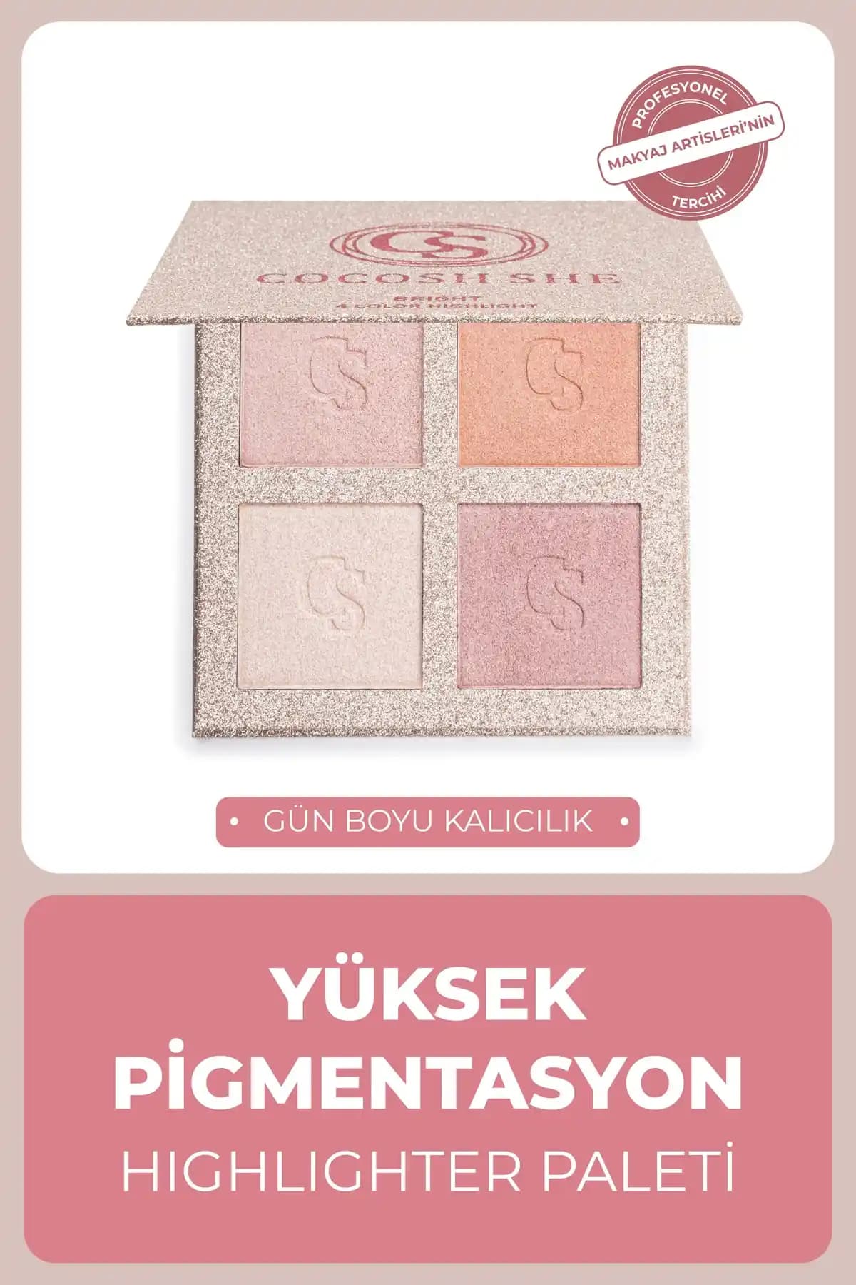 Cocosh She Bright 4 Renk Aydınlatıcı Paleti: Yüksek Pigmentasyon ve Doğal Işıltı Sağlar