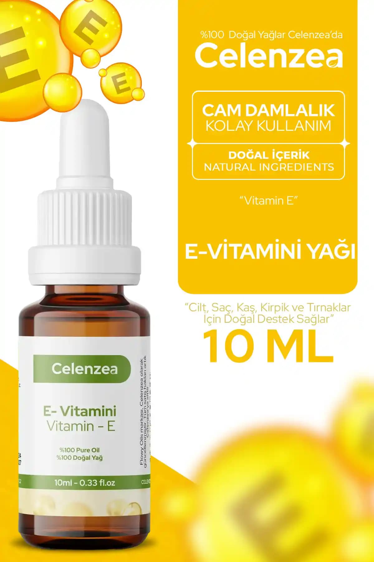 Çok Yönlü Cilt ve Saç Bakımı İçin Flowy Oils E-vitamini & Vitamin-e 10ml Yağı