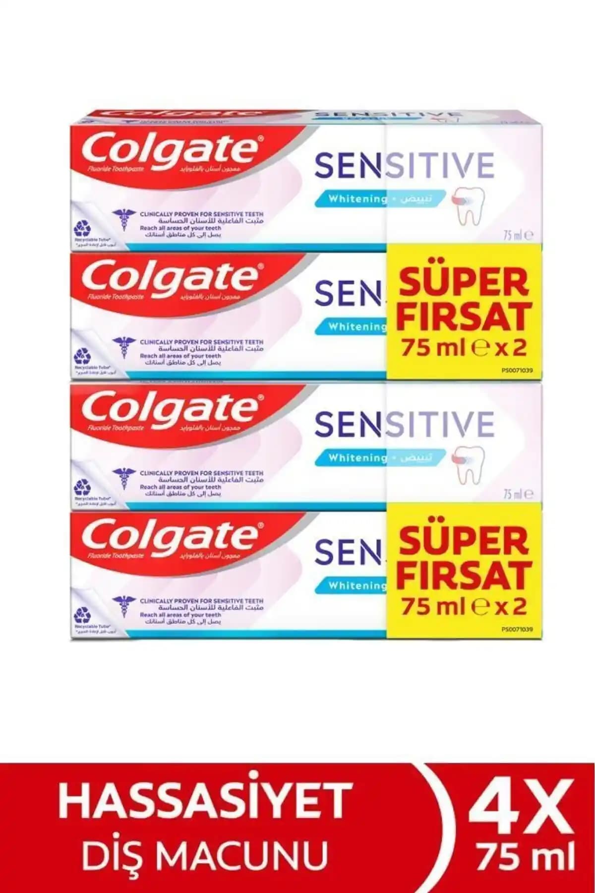 Colgate Sensitive Diş Macunu 75 ml 4'lü Set Hassas dişler için etkili ve güvenilir ağız bakım çözümü