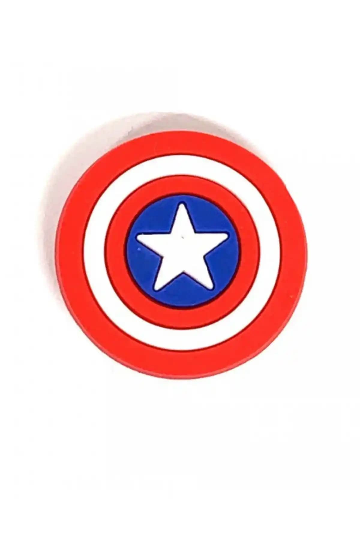 Crocs Kaptan Amerika Temalı Jibbitz Terlik Süsü Eğlenceli ve Şık Aksesuar