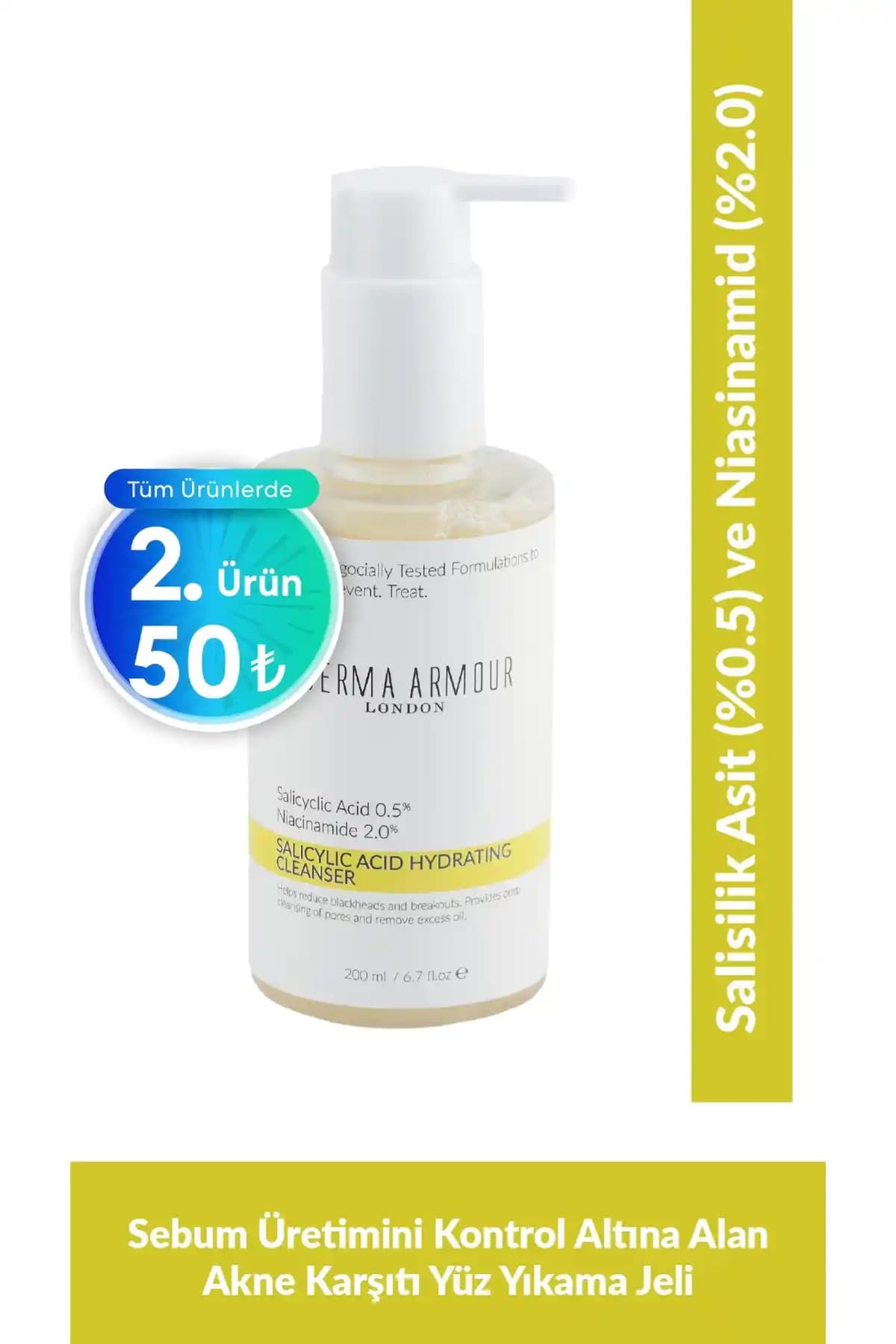 Derma Armour Hydrating Salicylic Temizleyici: Yağlı ve Karma Ciltler İçin Güçlü Temizlik Çözümü
