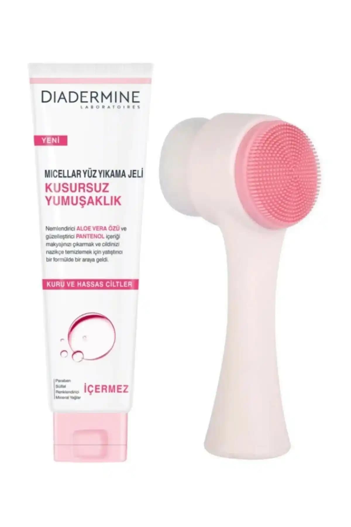 Diadermine Micellar Yüz Yıkama Jeli ve Fırça ile Hassas ve Kuru Ciltler İçin Temizlik Çözümü