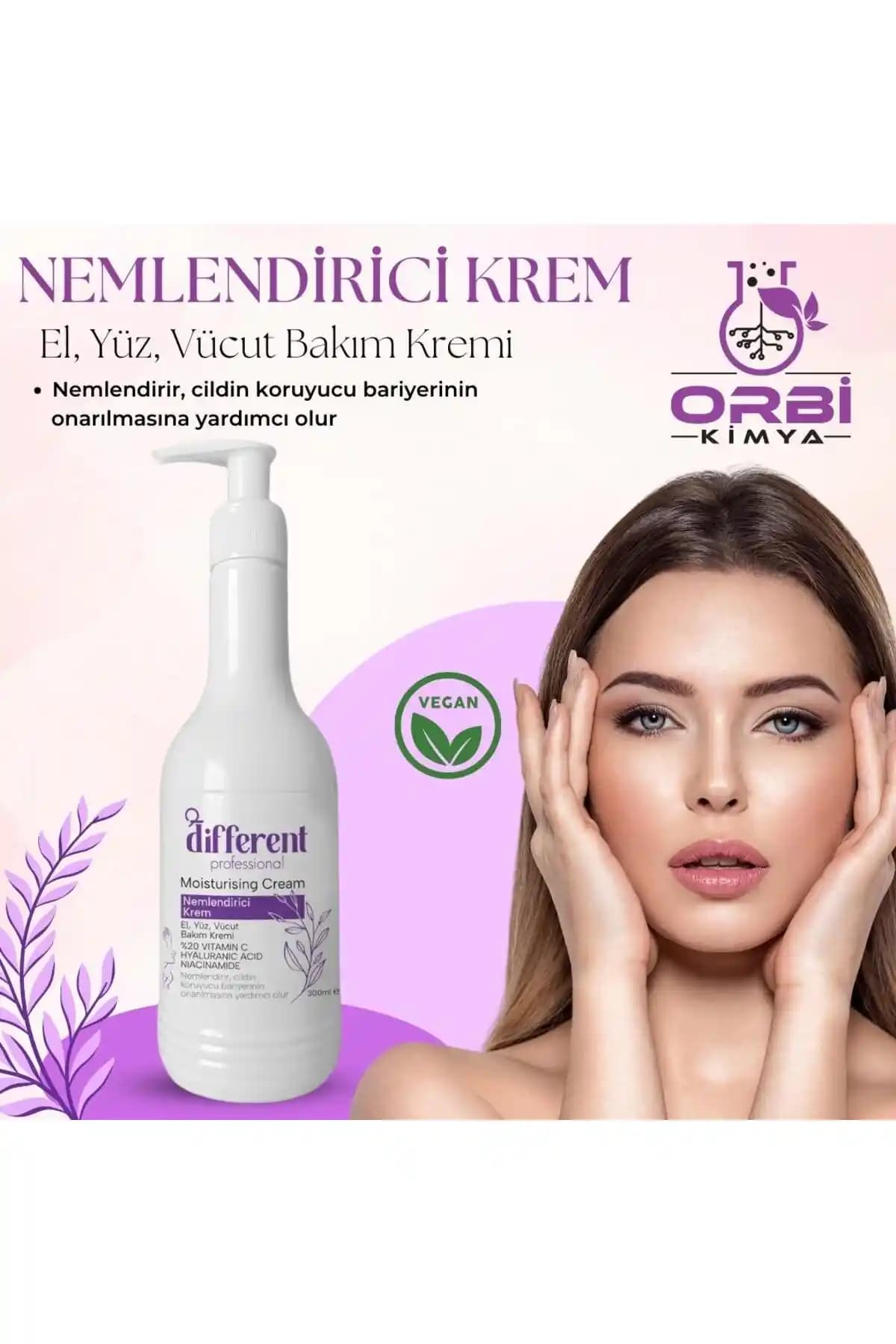 DİFFERENT Nemlendirici Krem 300ml El, Yüz ve Vücut için Çok Yönlü Cilt Bakımı