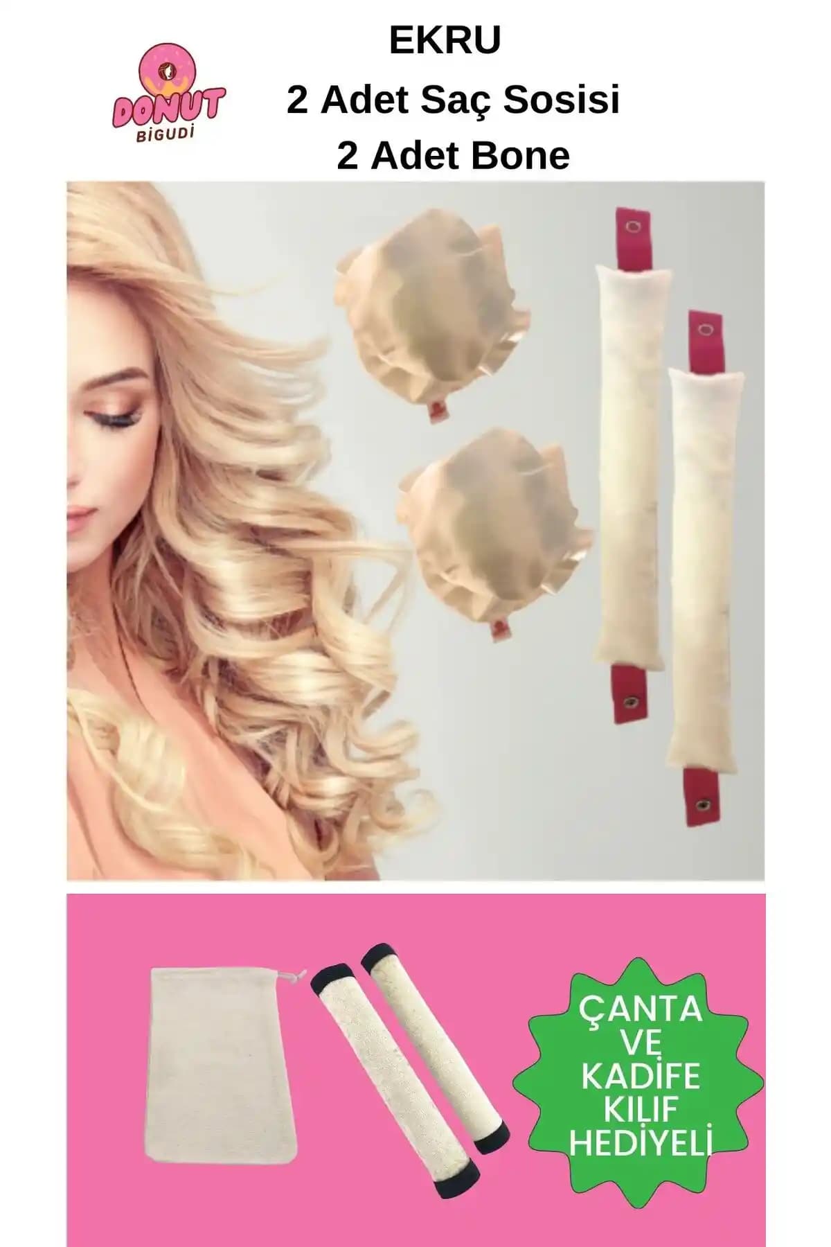 Donut Bigudi Beyaz 4'lü Paket Saç Şekillendirme Çözümü Hacim ve Dalga Sağlar