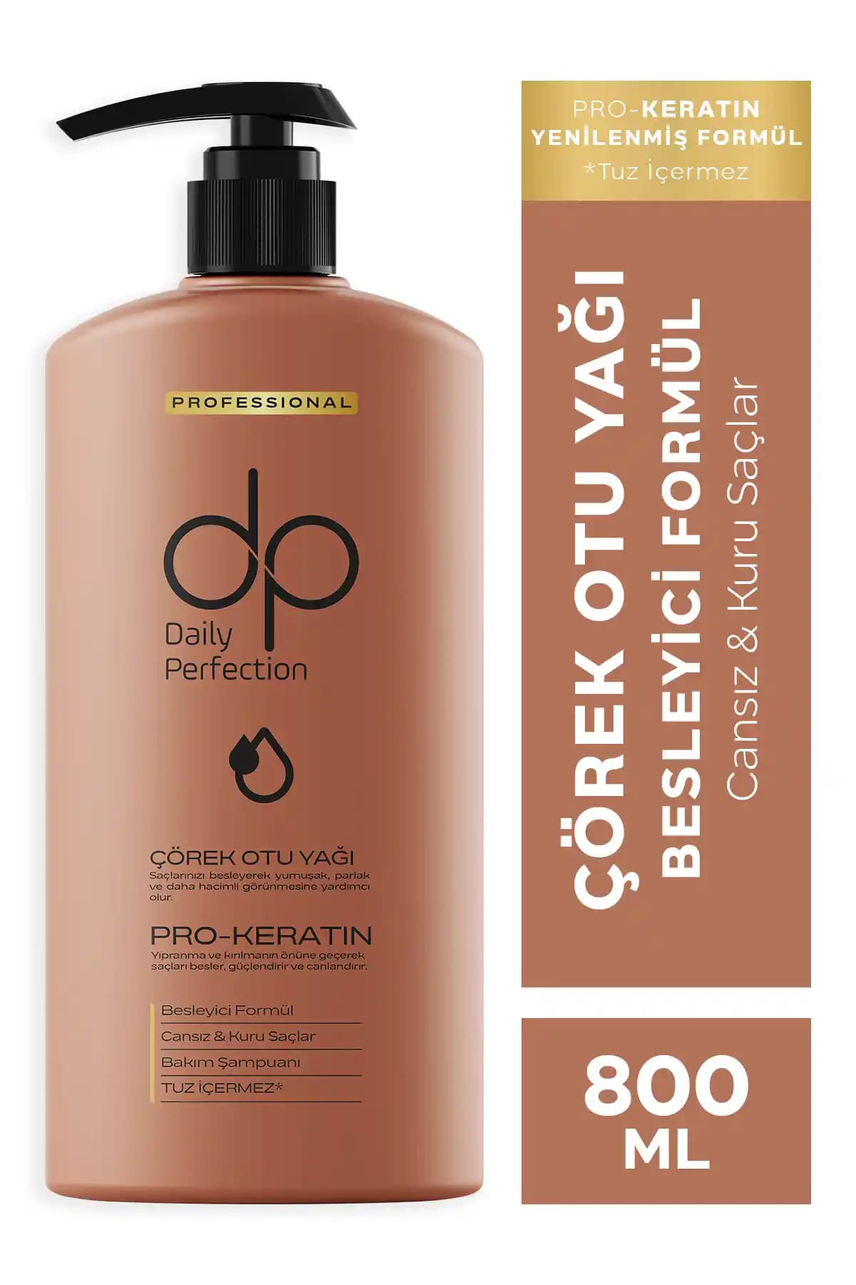 DP Daily Perfection Şampuan Çörek Otu Yağı 800 ml Kuru Saçlar İçin Doğal Bakım