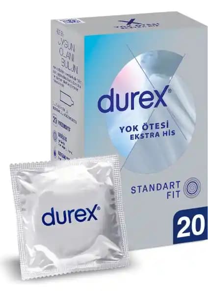 Durex Yok Ötesi Ekstra His İnce Prezervatif 20'li Paket Güvenlik ve Doğal His Sunar