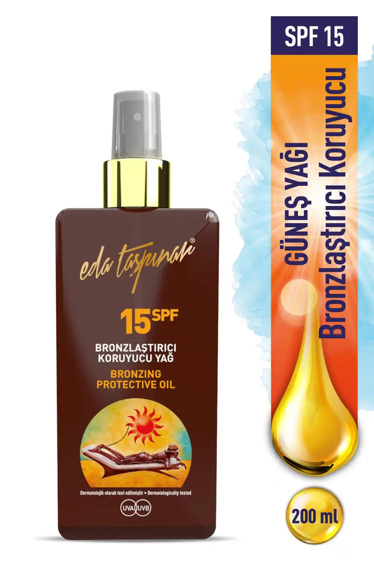 Eda Taşpınar Bronzlaştırıcı Koruyucu Yağ Sprey 200 ml doğal içeriklerle güneşle dans