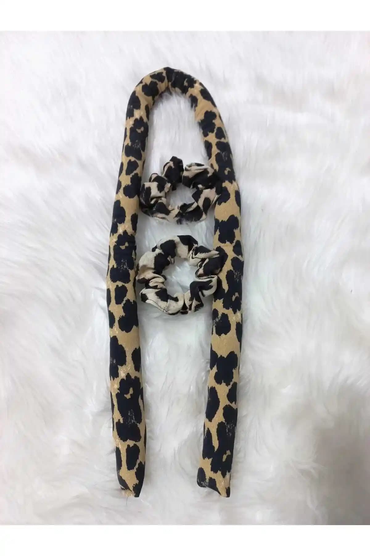 Elvinege Leopar Desenli Isısız Saç Şekillendirici Seti Doğal Dalga ve Bukle Oluşumu