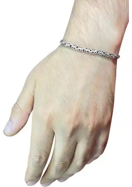 Encili Silver 925 Ayar Gümsü Kral Zinciri Oval Bileklik Şık ve Dayanıklı Tasarım