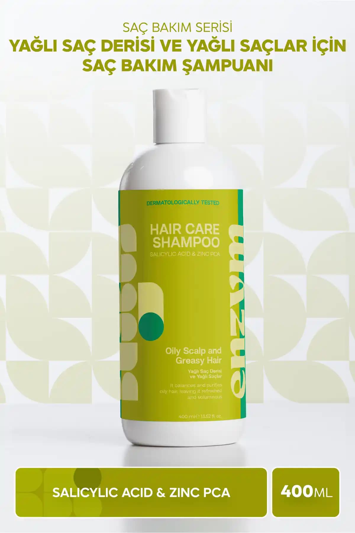 ENZYM COSMETICS Yağlı Saç Derisi ve Saçlar İçin Doğal Temizleyici Şampuan 400 ml