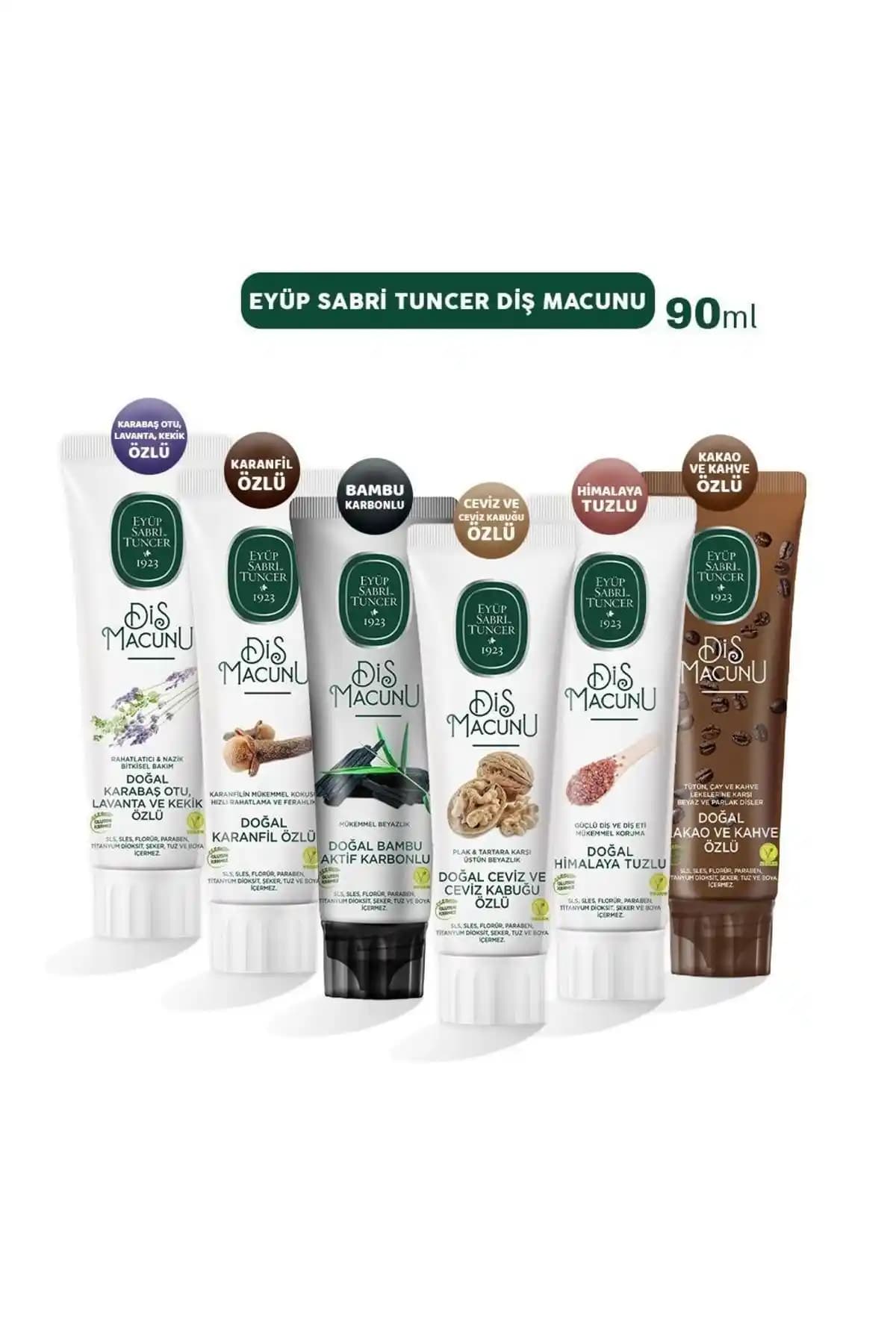 Eyüp Sabri Tuncer 6'lı Doğal Diş Macunu Seti Güçlü Temizlik ve Beyazlatma Özellikleriyle