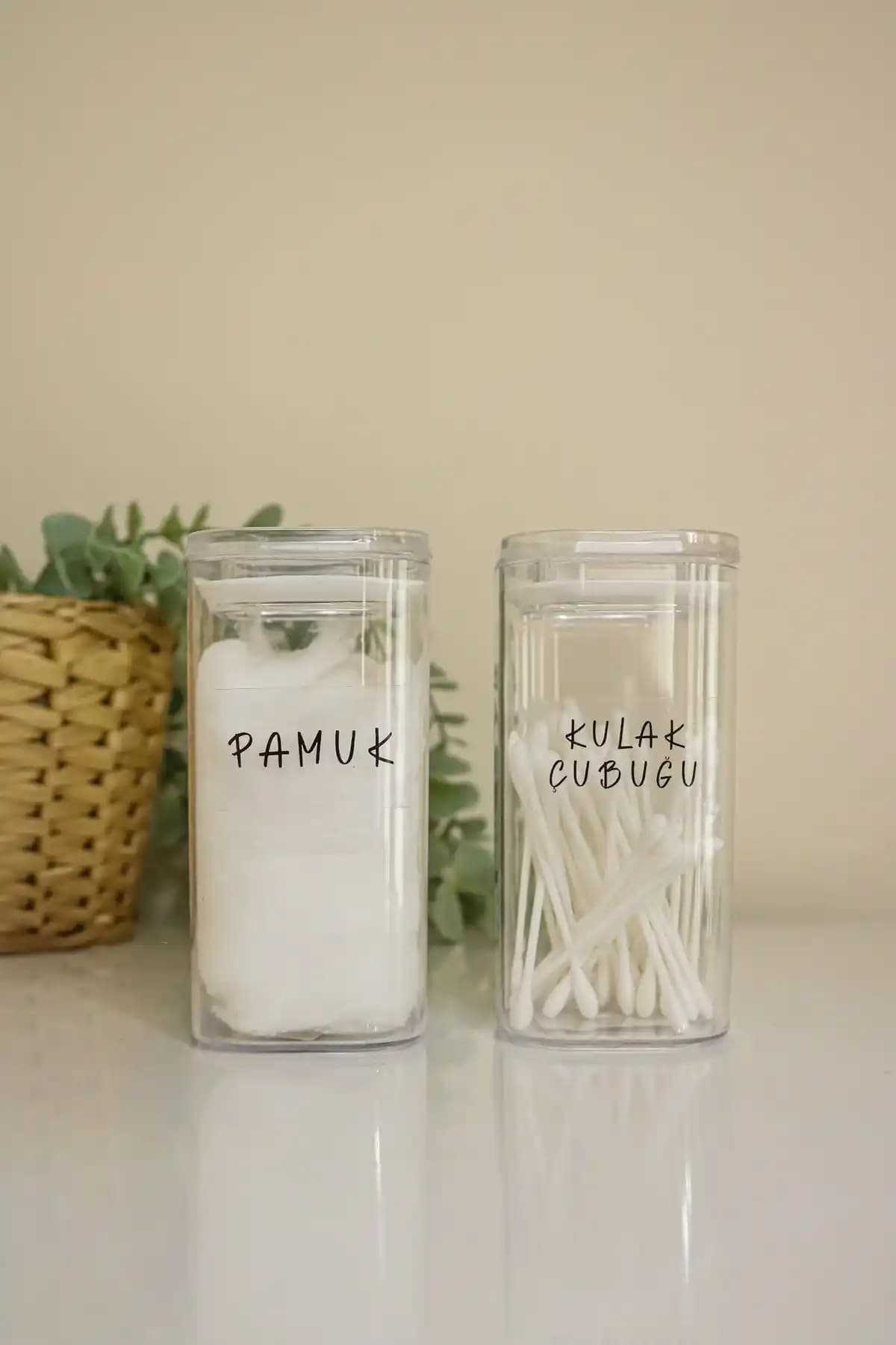 GÖKÇEHOMEE Pamuk ve Kulak Çubuğu 2'li Şeffaf Banyo Organizeri ile Düzeni Sağlayın