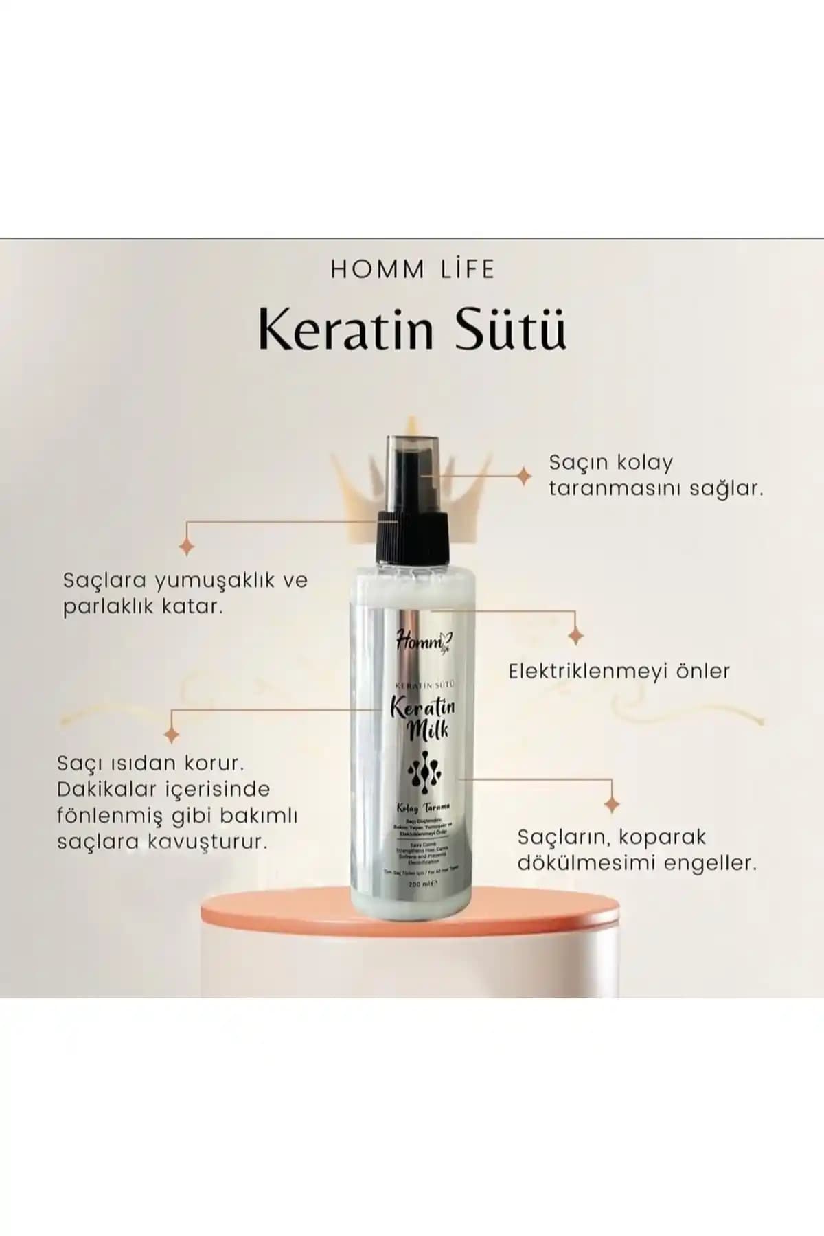 Homm Bitkisel Homm Life Keratin Sütü Sprey ile Saçlarınızı Güçlendirin ve Onarın