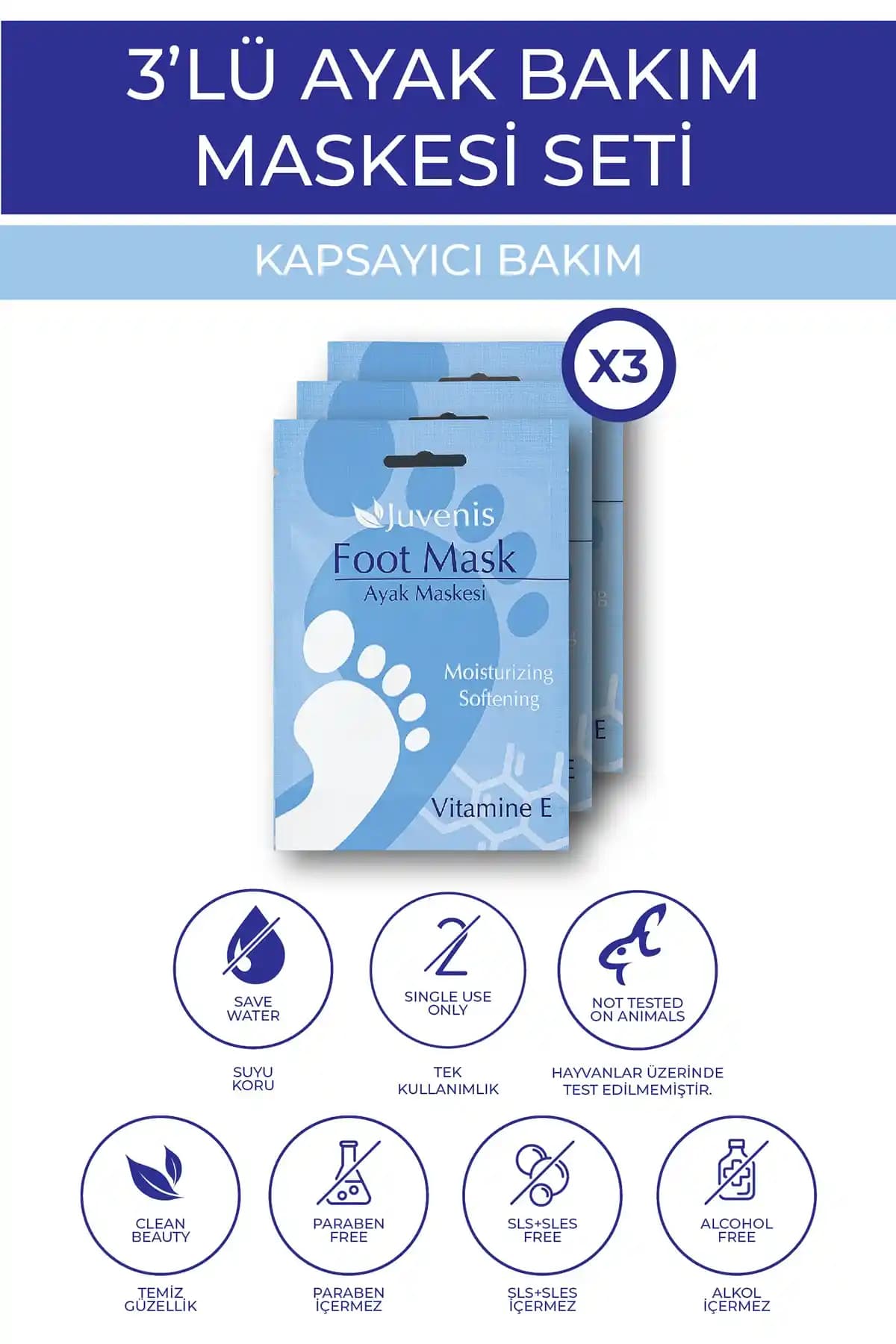 Juvenis Ayak Maskesi Seti: Nemlendirici ve Çatlak Karşıtı Soyulabilen Bakım Ürünü
