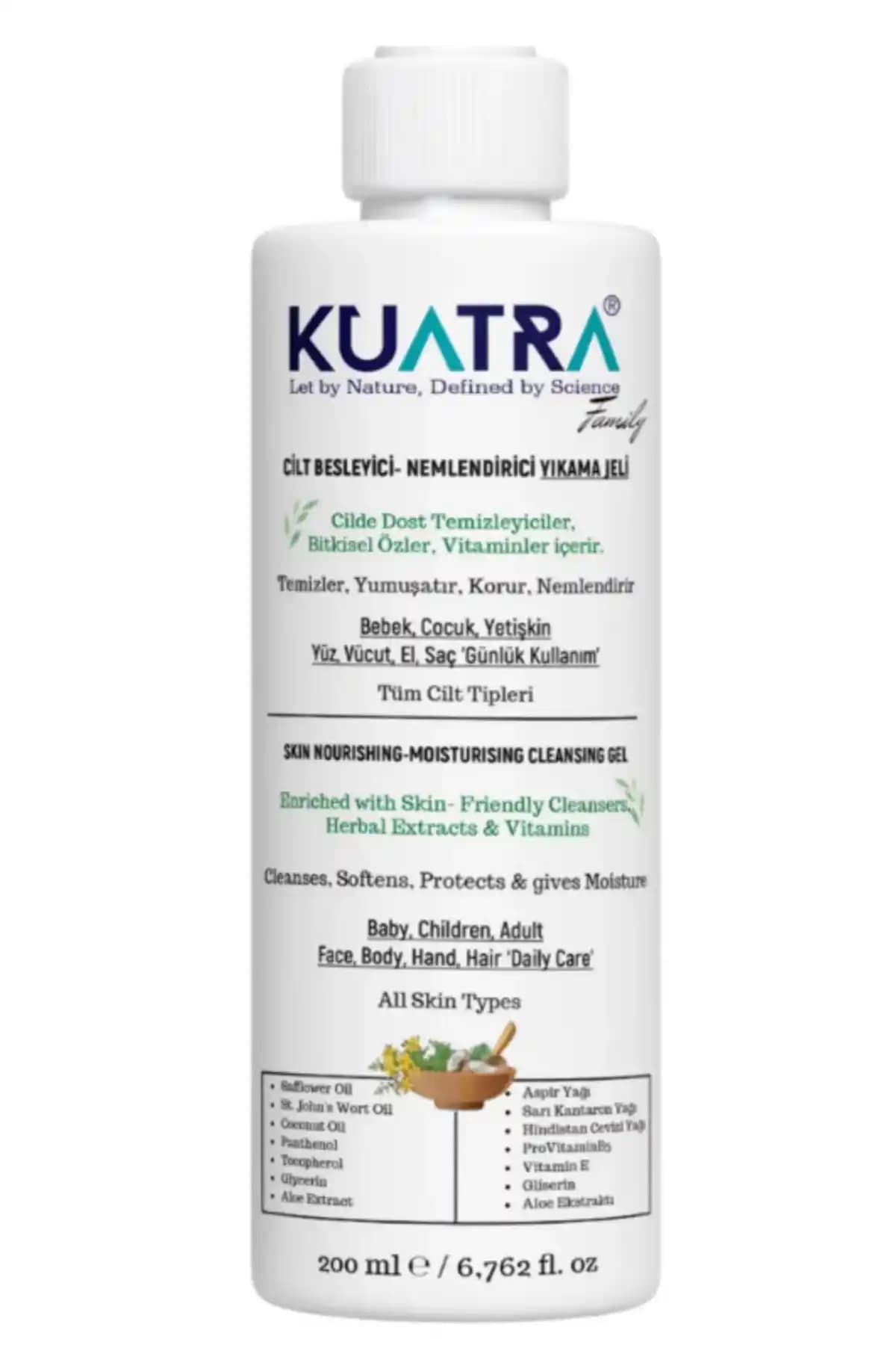 Kuatra Nemlendirici Besleyici Temizlik Jeli Hassas ve Kuru Ciltler İçin Doğal Çözüm
