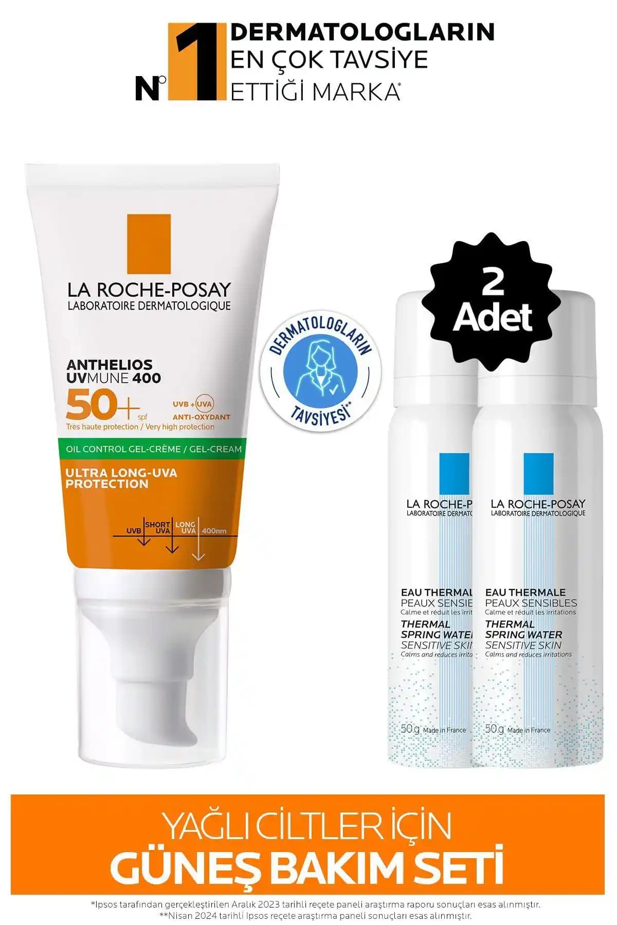 La Roche Posay Yağlı Ciltler İçin Bakım Seti Güneş Koruyucu ve Termal Su ile Günlük Koruma