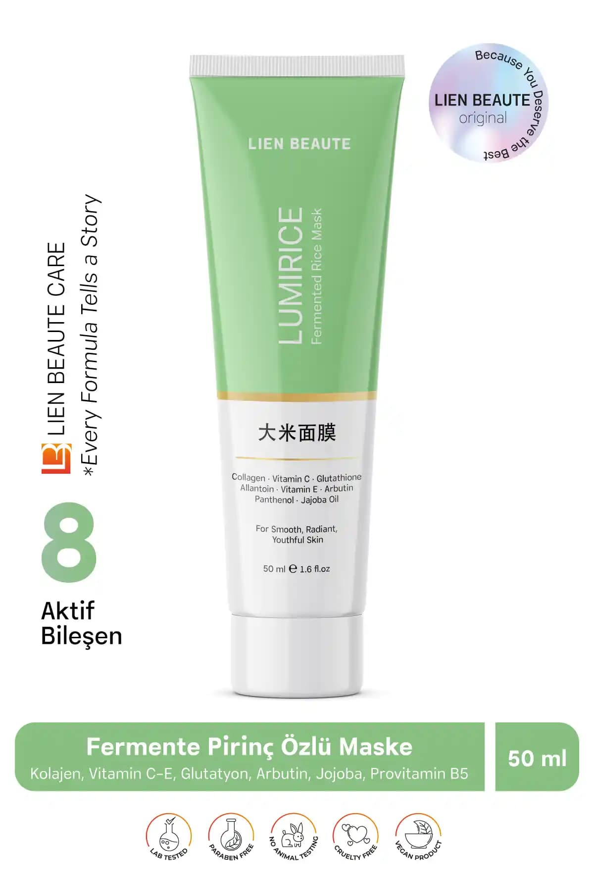 Lien Beaute Lumirice Fermente Pirinç Peeling Maskesi Cilt Yenileme ve Parlaklık Artırıcı Etki