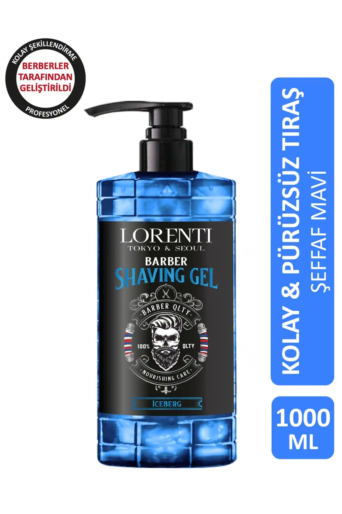 Lorenti Iceberg Şeffaf Mavi Fresh Sakal Jeli: Hassas Ciltler İçin Pratik ve Konforlu Tıraş Çözümü