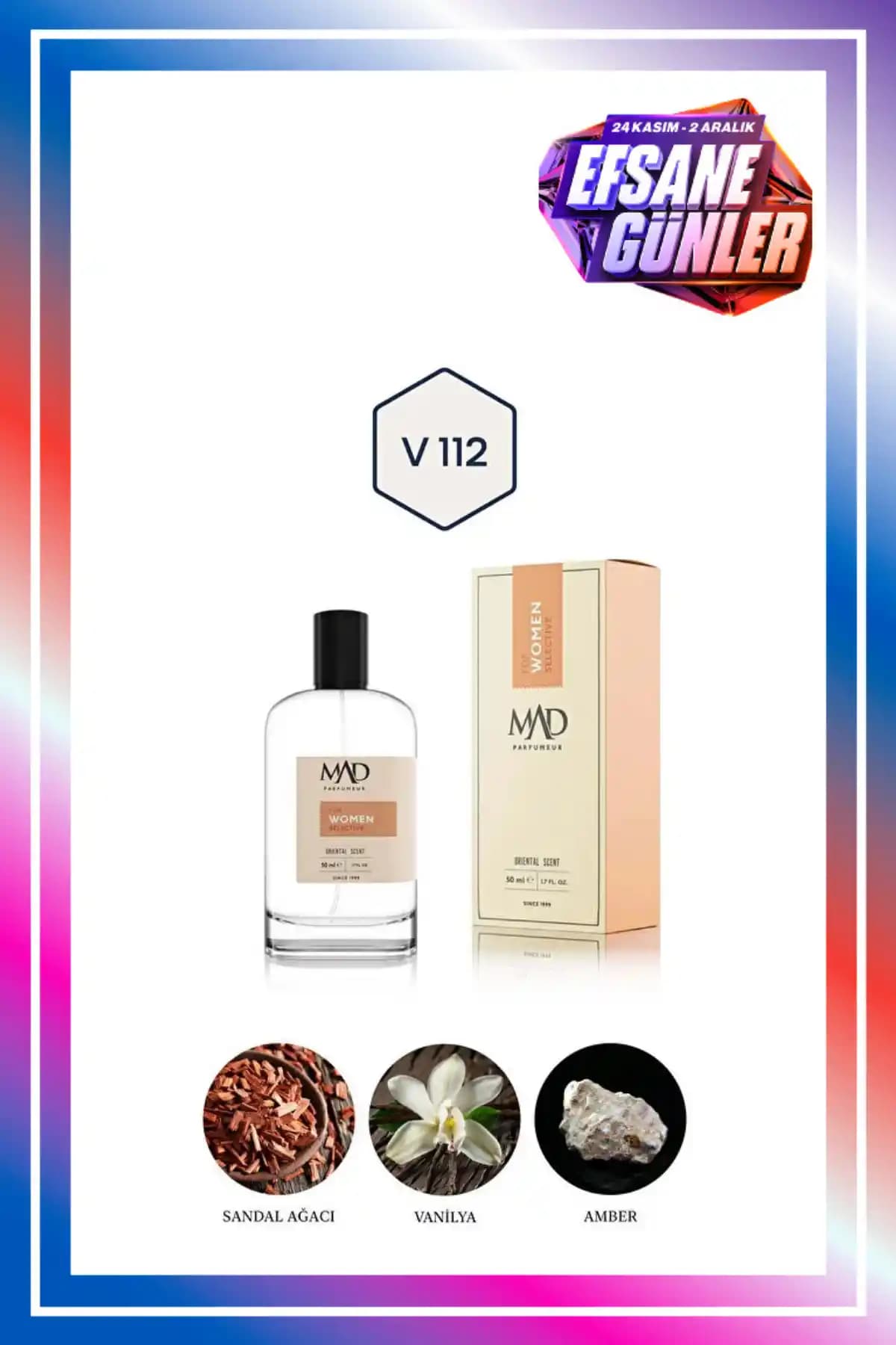 Mad Parfüm Mad V112 Selective Kadınlar İçin Kalıcı ve Zarif Aromalı Parfüm 50 ml