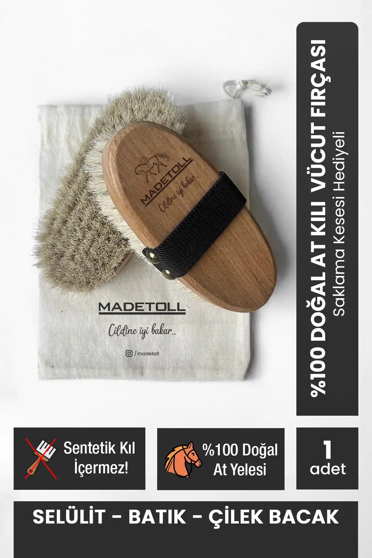 Madetoll %100 Doğal At Kılı Selülit Fırçası ile Cilt Sağlığınızı Destekleyin