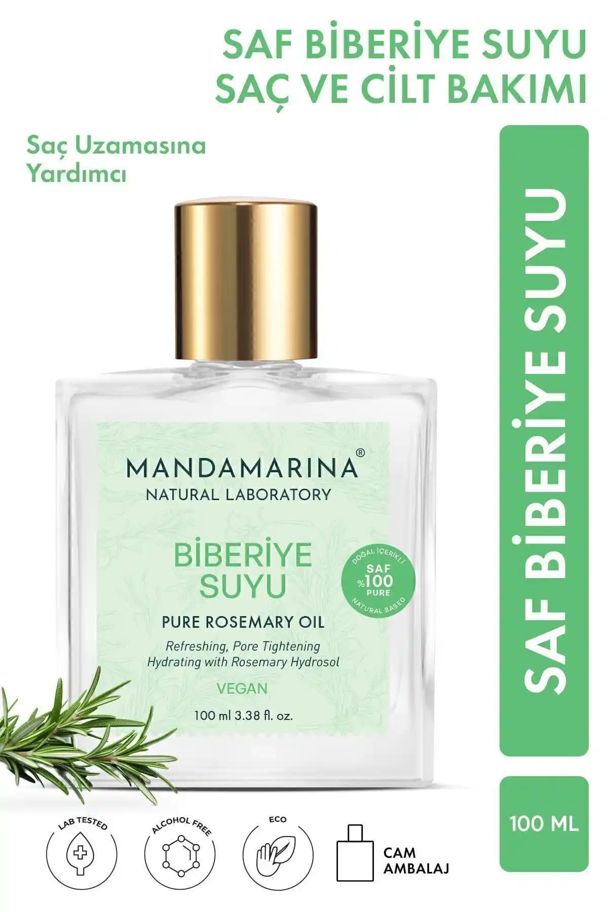 Mandamarina Biberiye Suyu Güçlendirici Saç ve Cilt Toniki Doğal ve Çok Amaçlı Bakım Ürünü